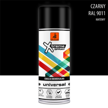 Universāla Emalja Aerosolā czarny RAL 9011 400ml Dragon
