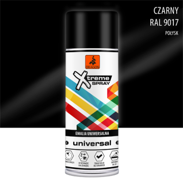 Universāla Emalja Aerosolā czarny RAL 9017 400ml Dragon