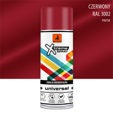 Universāla Emalja Aerosolā czerwony RAL 3002 400ml Dragon